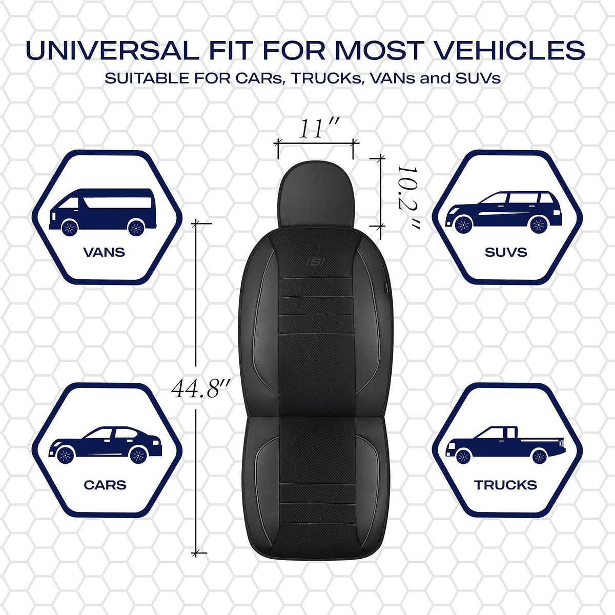 Skechers Air-Cooled Memory Foam Seat Covers,Mesh Thick Car Seat Covers,Piping Leather Car Seat Covers Front Seats,Airbag Compatible,Automotive Comfort Universal FitMost Cars,Vans,Truck,SUV,Black