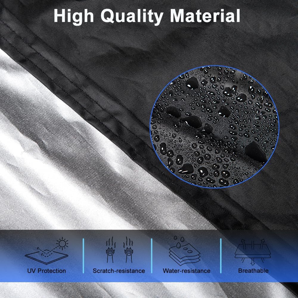 Car Cover Waterproof All Weather for Automobiles, Outdoor Full Exterior Covers for Sedan Black(Suggest Car Length from 194"-208")