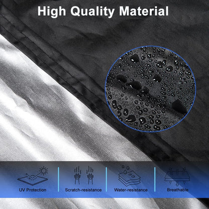 Car Cover Waterproof All Weather for Automobiles, Outdoor Full Exterior Covers for Sedan Black(Suggest Car Length from 194"-208")