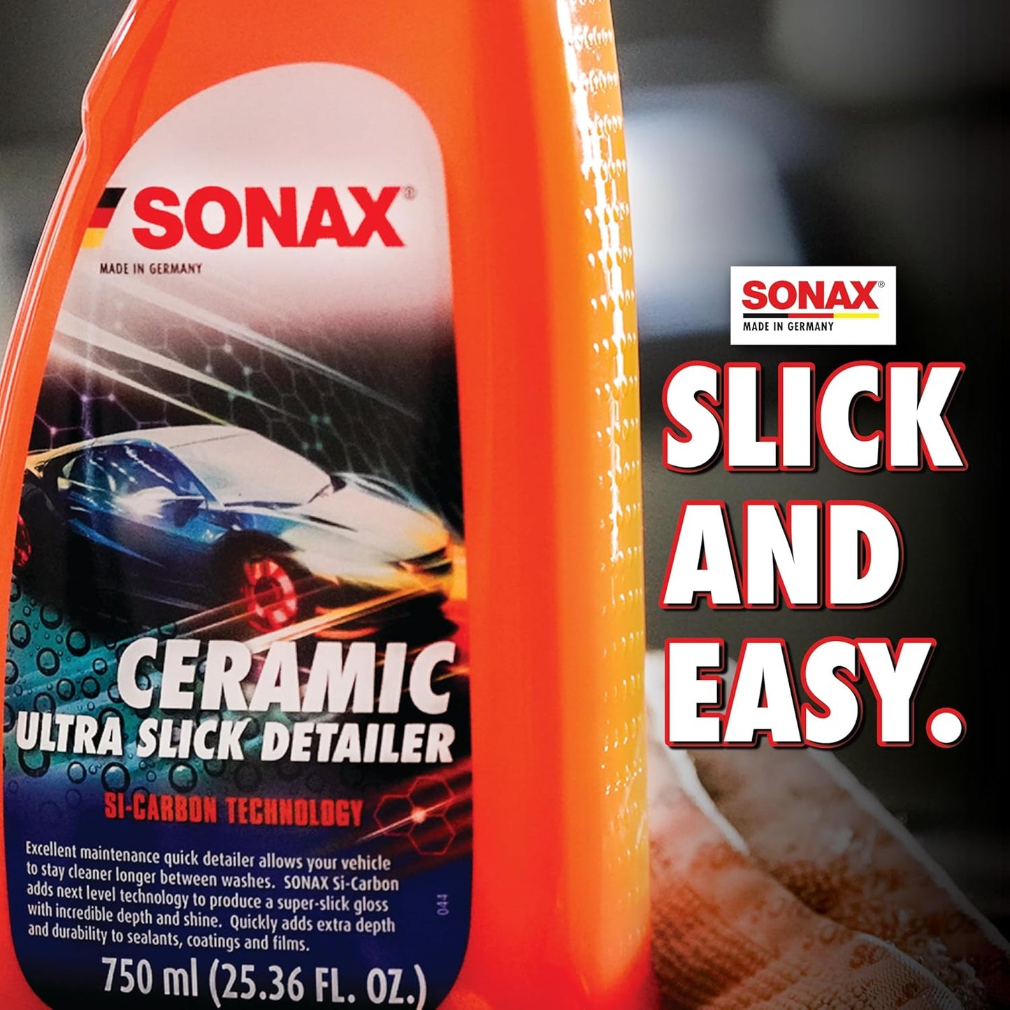 SONAX Ceramic Ultra Slick Detailer | Ceramic Quick Spray Detailer | Si Carbon Ceramic | Durable High Shine Detailer | Slick to the Touch Detailer | Waterless Wash | 750ml | 25.4 fl. Oz. | 268400