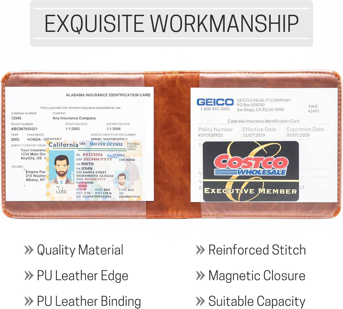 CANOPUS Car Registration and Insurance Holder, Magnetic Closure, Embossed Card Document Holder, Vehicle Glove Box Organizer, Wallet for Auto, SUV, Motorcycle, Truck, Waterproof, Car Model