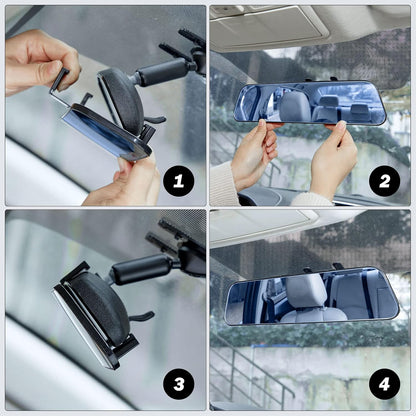 JOYTUTUS Rearview Mirror, 12 Inch Panoramic Interior Clip-on Wide Angle Convex Universal Rear View Mirror to Reduce Blind Spot Effectively for More Car SUV Trucks -Clear