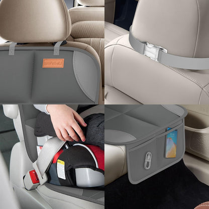 SMART ELF Car Seat Protector, 2Pack Seat Protector Protect Child Seats with Thickest Padding and Non-Slip Backing Mesh Pockets for Baby and Pet,Sedan SUV Truck (Black)