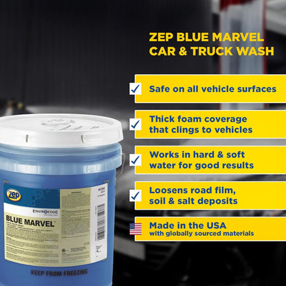 Zep Blue Marvel Car and Truck Wash - 5 Gallon (1 Unit) 35635 - Ultra Concentrated High Foam, Provides Complete Coverage Without Damaging Paint