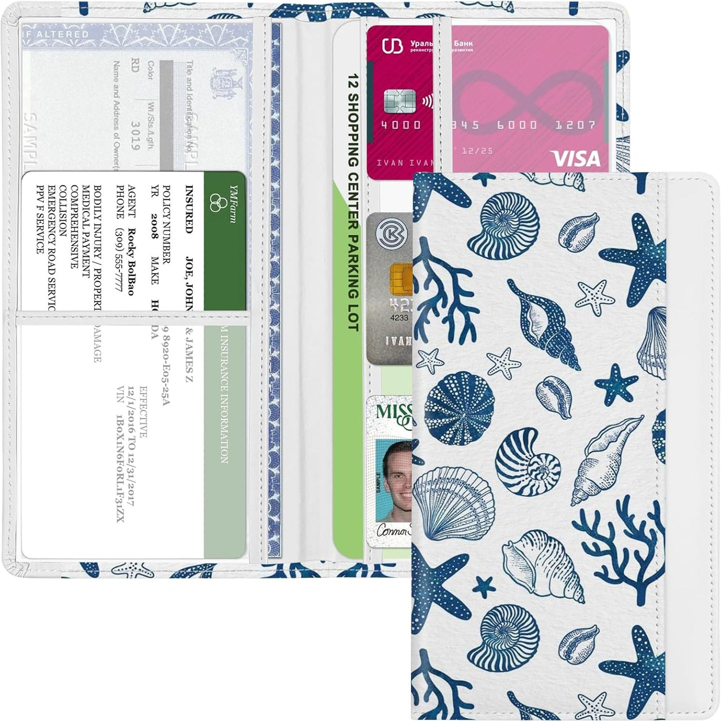 Car Registration and Insurance Holder, Auto Truck Document Holder with Magnetic Shut, Vehicle Glove Box Car Organizer, Interior Car Accessories for Women Men (Bow)