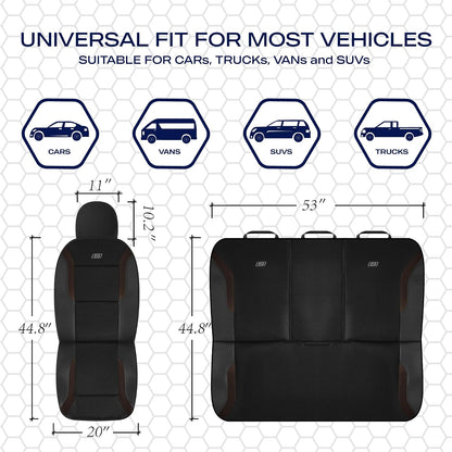 Skechers Memory Foam Seat Covers, Air Cool Mesh Thick Car Seat Covers, Car Seat Covers Front Seats Airbag Compatible, Universal Automotive Comfort for Most Cars, Vans, Trucks, SUV,Black