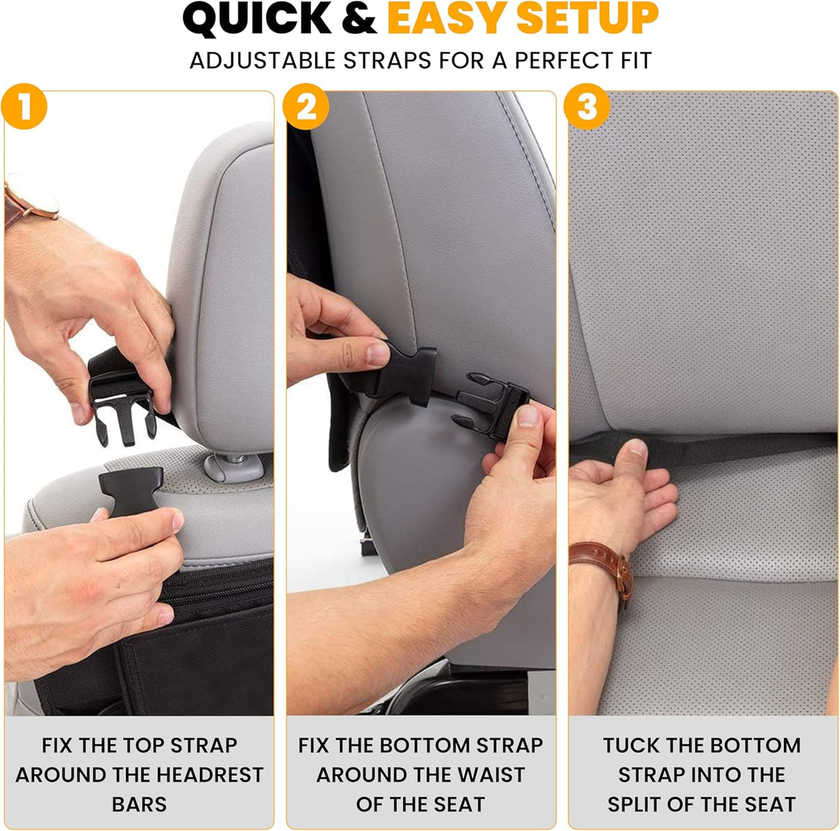 EcoNour Car Kick Mats Back Seat Protector (2 Pack),Car Seat Protector & Backseat Organizer with Storage Pockets for Kids,Waterproof Back Seat Cover for Dirt,Mud & Scratch Protection Travel Accessories