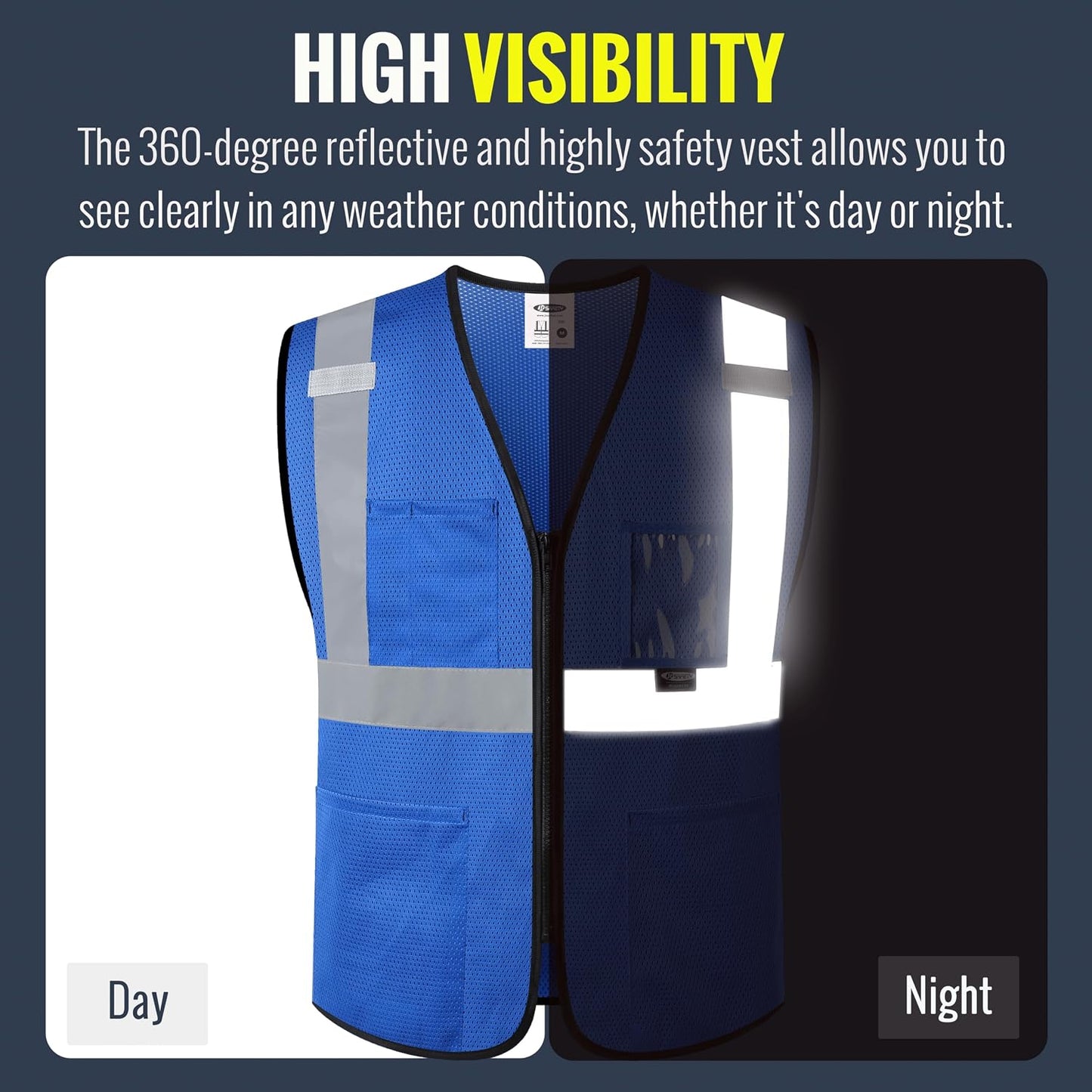 JKSafety Safety Vest for men women Hi Vis Vest with Pockets and Zipper High Visibility Meet ANSI Standard（BX310