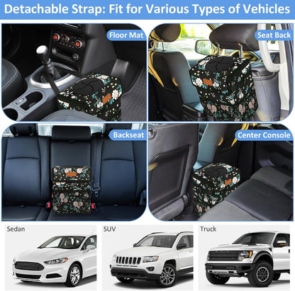ELONGRIVER Car Trash Can Bin for Back Seat Leak Proof, Cute Car Trash Bag Hanging, Vehicle Trash Can for SUV Truck Van, Automotive Garbage Cans Front Seat Black