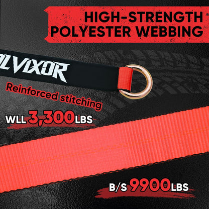 4 Pack Car Tie Down Straps for Trailers - 2" x 96" - 9900LBS Break Strength - Tire Ratchet Straps with Heavy Duty Chain Anchors for Hauling UTV, SUV, Truck, Any Cars
