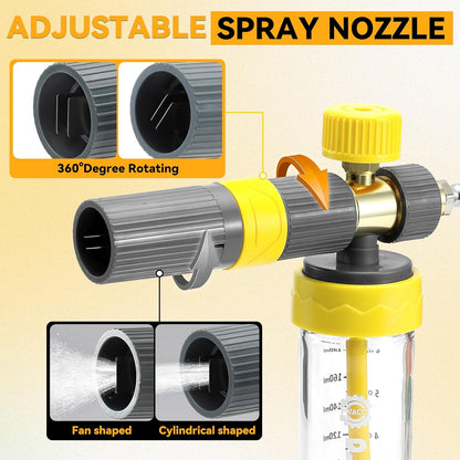 PWACCS Pressure Washer Foam Gun, Short Pressure Washer Gun, Foam Cannon for Car Wash Kit with 1/4" Quick Connector, Pressure Wash Handle for Power Washer with M22 Male Inlet, 4000 PSI, 1.5 Liter