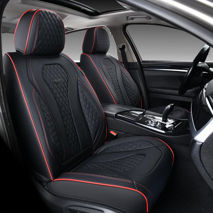 Coverado Seat Covers, Car Seat Covers Full Set, Black Car Seat Cover, Car Seat Covers Front Seats Back Seat Cover, Waterproof Car Seat Cushion, Leather Seat Covers Seat Protector Fit for Most Cars
