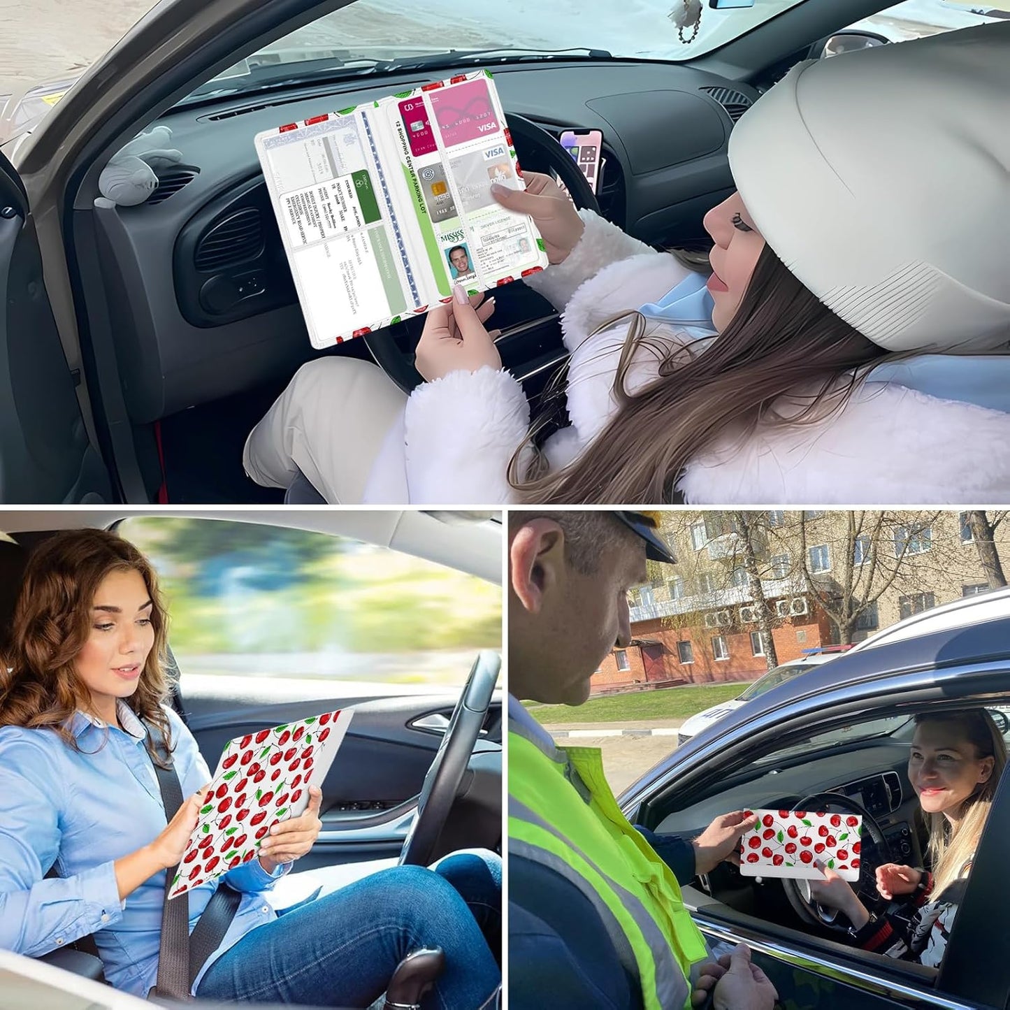 Car Registration and Insurance Holder, with Magnetic Closure for License, Cards and Documents, All Vehicle Needs and Car Accessories (Leopard-Black)