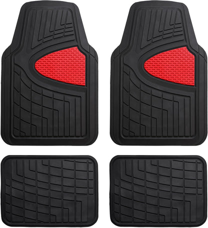 FH Group Automotive Floor Mats - Heavy-Duty Rubber Floor Mats for Cars, Universal Fit Full Set, Climaproof & Trimmable Floor Mats for Most Sedan, SUV, Truck, Black