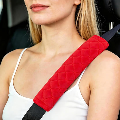 Amooca Soft Auto Seat Belt Cover Seatbelt Shoulder Pad 2 PCS for a More Comfortable Driving Compatible with All Cars and Backpack Black