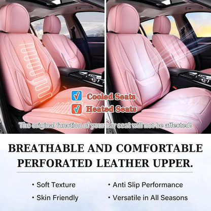 Coverado Seat Covers Full Set, Black Seat Covers for Cars 5 Seats, Car Seat Protector, Waterproof Nappa Leather Car Seat Cushion, Front and Rear Car Seat Cover Fit for Most Sedans SUV Pick-up Truck - Colors A
