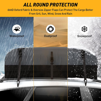 WILDROAD Car Roof Bag Rooftop Cargo Carrier, 21 Cubic Feet Waterproof Roof Luggage Cargo Carrier Bag with Anti-Slip Mat for All Cars Vehicles SUV with/Without Rack (21 Cubic Feet)