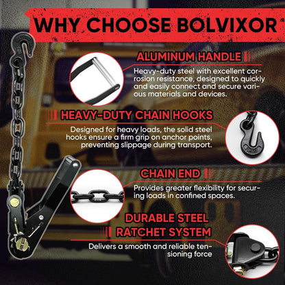 4 Pack Car Tie Down Straps for Trailers - 2" x 96" - 9900LBS Break Strength - Tire Ratchet Straps with Heavy Duty Chain Anchors for Hauling UTV, SUV, Truck, Any Cars