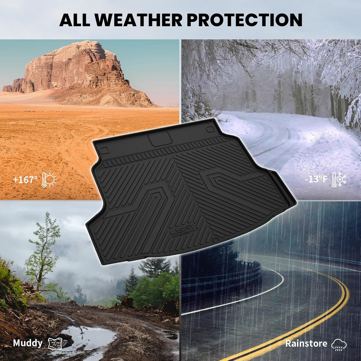 LASFIT Floor Mats for Honda CR-V 2026 2025 2024 2023 (Gasoline & Hybrid & e:FCEV), All Weather TPE Custom Fit Anti-Slip Pet Friendly Car Liners, 1st & 2nd Row Black