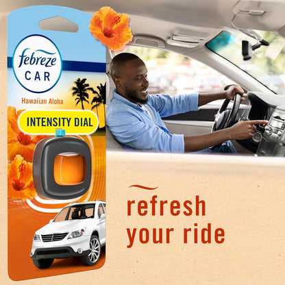 Febreze Car Air Freshener, Odor-Fighting Automotive Vent Clip, Scented Car Accessories, Long Lasting for Strong Odors, Hawaiian Aloha Scent, 4 Count