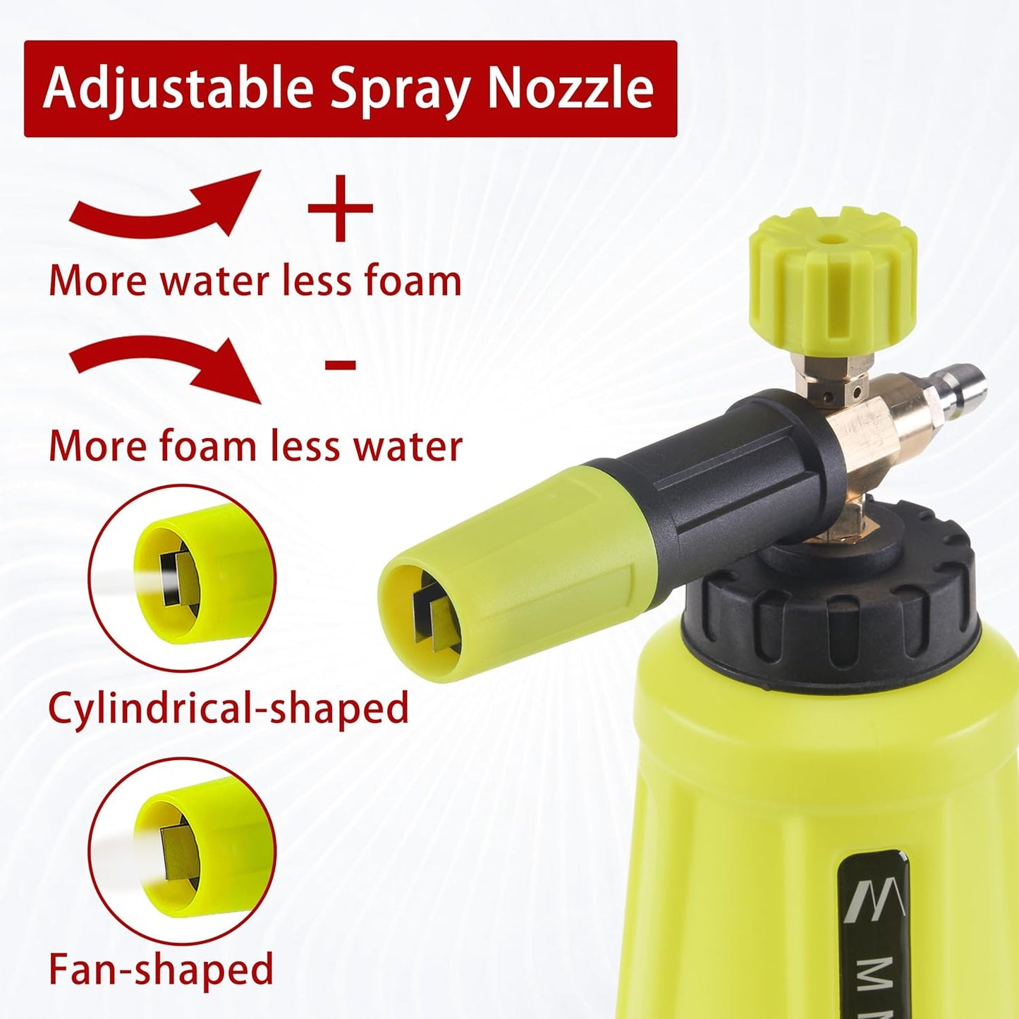 M MINGLE High Pressure Washer Gun with Foam Cannon, Foam Cannon Dual Connector Accessory, Car Wash Foam Gun Kit 1/4 Inch Quick Connector, 5 Pressure Washer Nozzle Tips