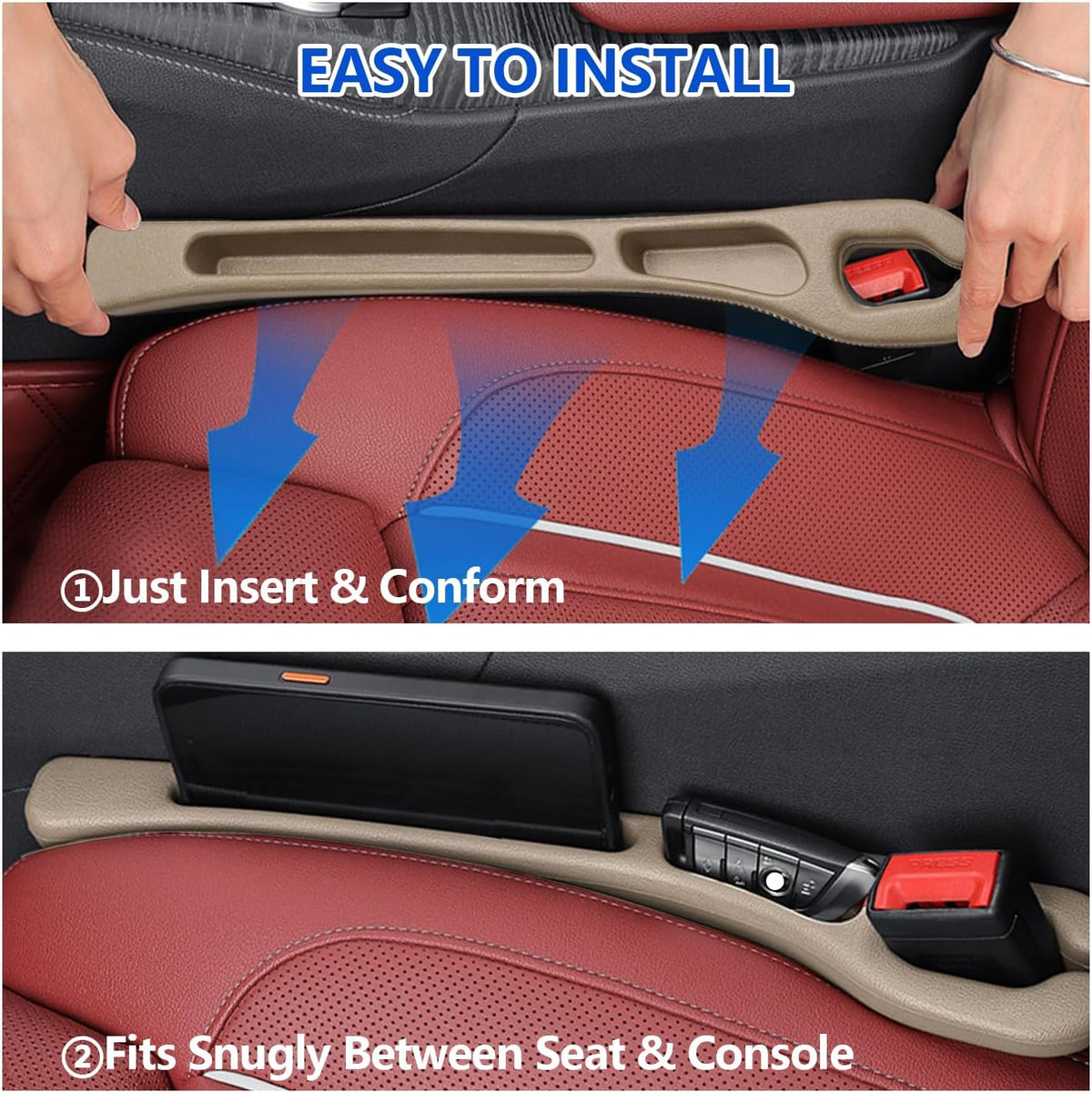 Car Seat Gap Filler Organizer 2Pack,Car Accessories with Safety Hammer,2 in 1 No Drop Seat Guard with Storage Slot for Phone,Keys,Universal Interior Gap Filler for Cars SUV Truck,Red