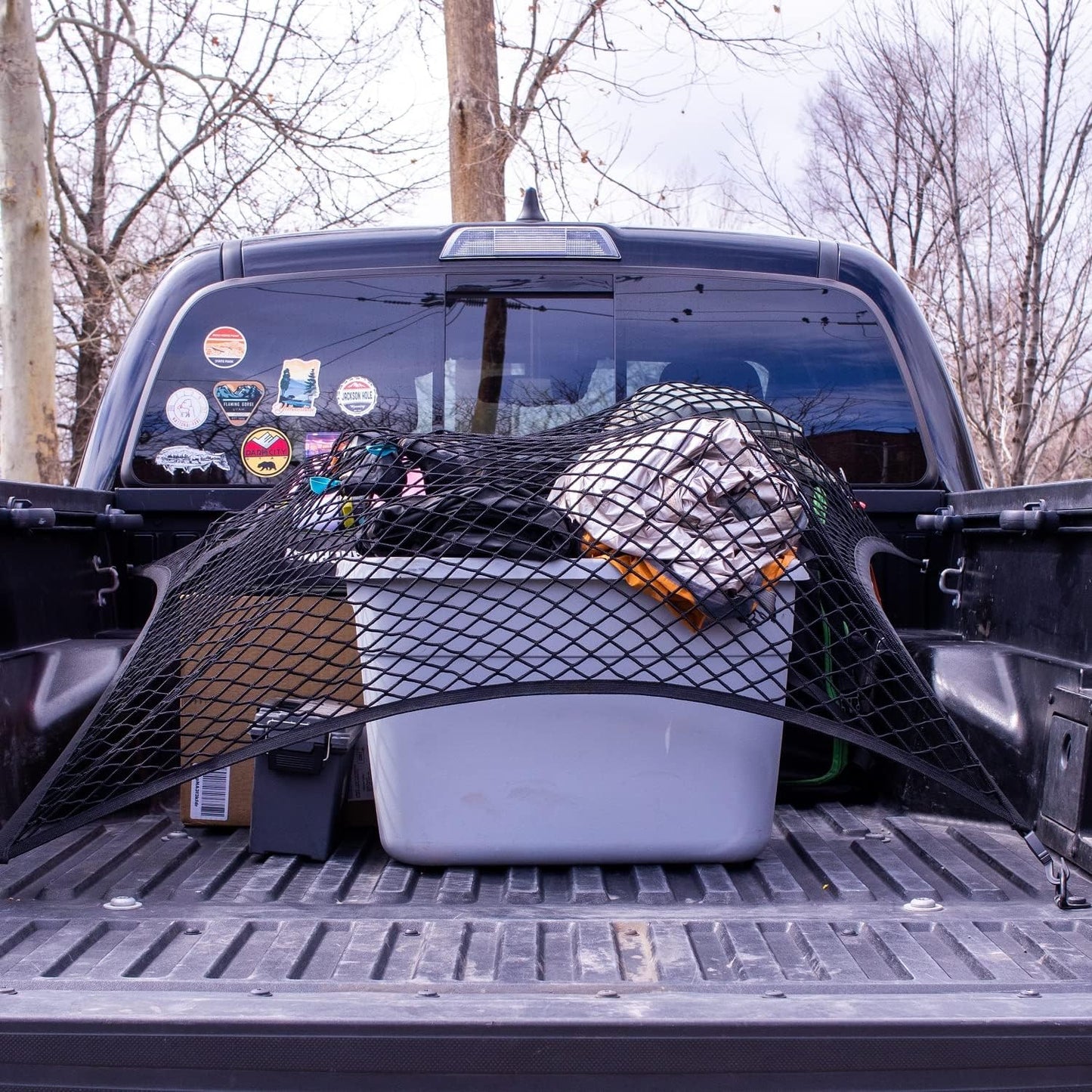Highly Elastic Cargo Net, Simple Truck Bed Cargo Mesh Organizer, Suitable for Daily Light Loads of Trucks, 4'x4' Stretches to 7'x7' (Single Layer)