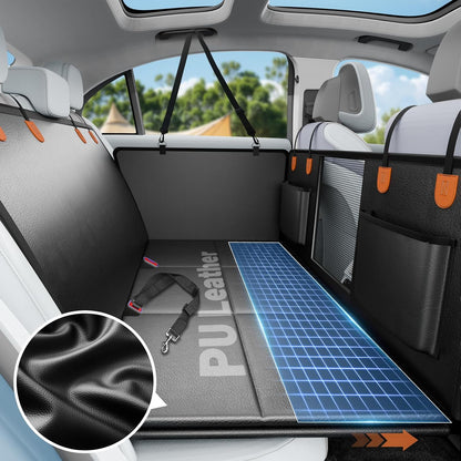 Dog Car Seat Cover for Back Seat with Hard Bottom,Waterproof Back Seat Extender for Dogs,Dog Hammock Dogs Bed for Cars, SUVs,Pet Seat Cover for Back Seat Holds 400lbs with Mesh Window & Pocket
