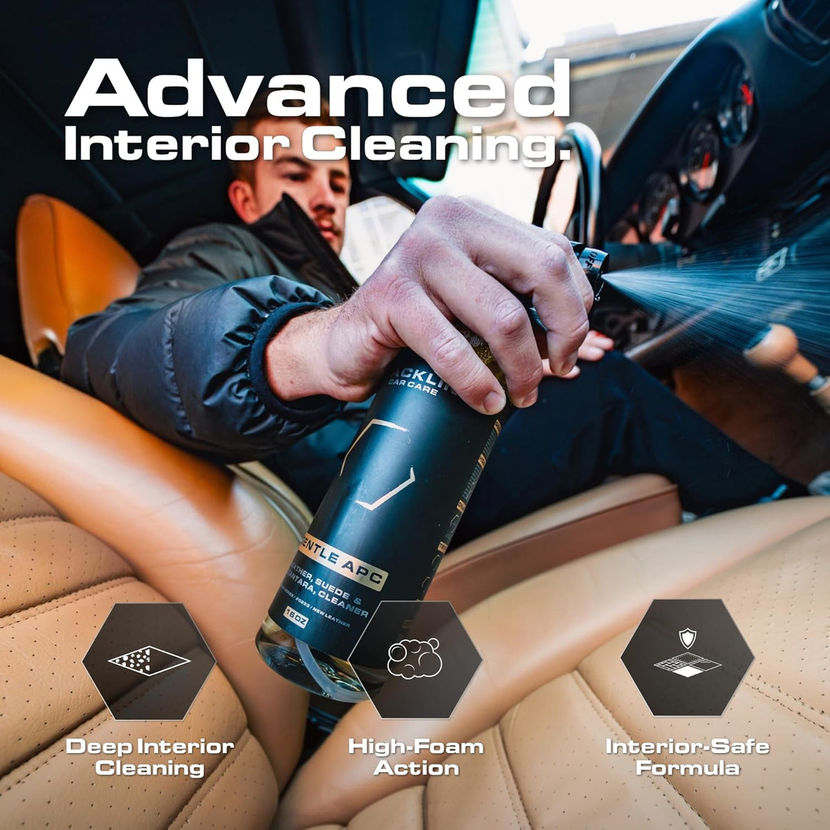 Blackline Car Care - Gentle APC - Streak free total Interior Cleaner and Protectant, Safe for Cars, Motorcycles & More. 16 fl oz leather upholstery cleaner - interior car fabric cleaner, GTL001