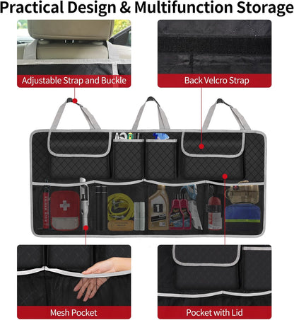 Car Trunk Organizer and Storage, Large Capacity Backseat Hanging Storage Accessories, Backseat Car Organizer for SUV/MPV/Truck (Black)