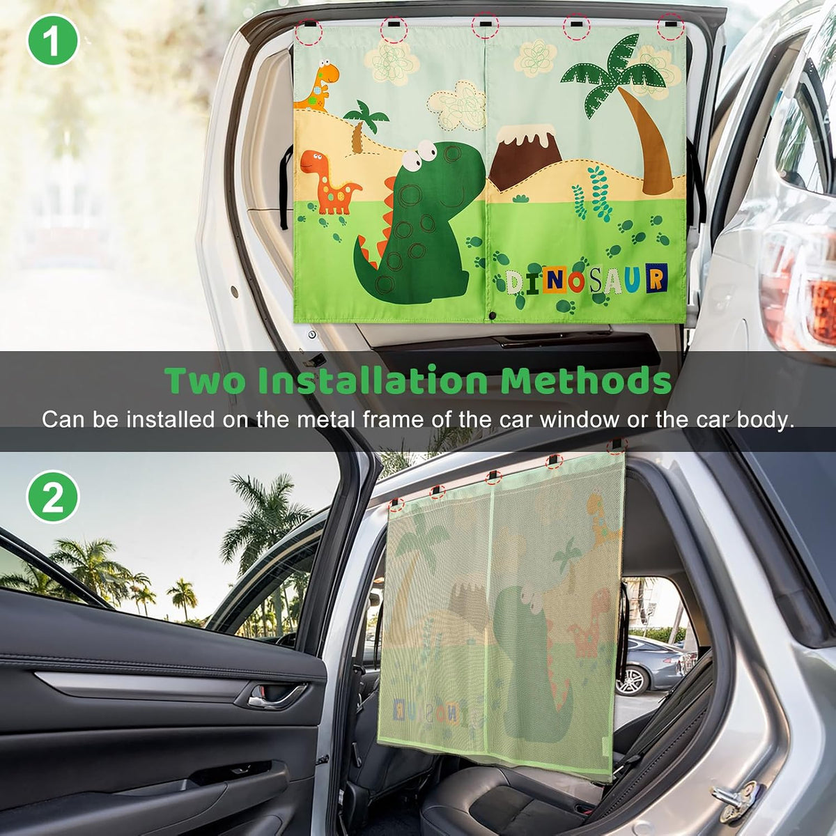 Car Window Shades, 2 PCS Magnetic Double Layer Auto Sun Shade for Side Windows Privacy Full Covers/Half Shade Options Back Car Window Curtains for Baby Protection