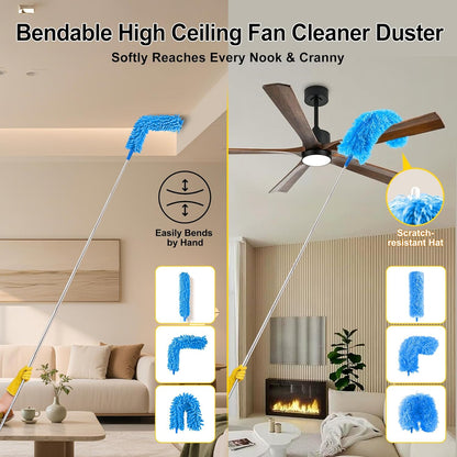 Tiumso Microfiber Feather Duster 5-in-1 Kit, Dusters for Cleaning, Duster with Extension Pole 100 Inches, Cobweb Duster, Microfiber Dusters for High Ceilings and Fans, Blinds, Cars and Furniture
