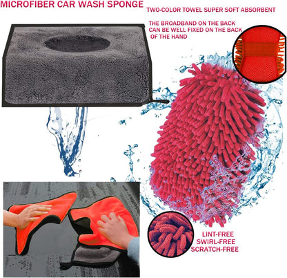 LIANXIN Car Wash Kit Car Wash Cleaning Kit with Car Wash Foam Gun Microfiber Sponge and Towels Tire Brush Built, Car Foam Gun, Car Cleaning Tool