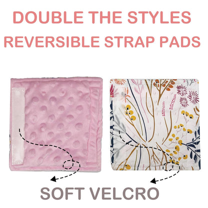 Baby Car Seat Neck Cover, Car Seat Strap Cover, Seat Belt Cushions Pads, Shoulder Strap Protectors, Reversible Pram Harness Covers in Minky Dinosaur, Baby Neck Pad Protector