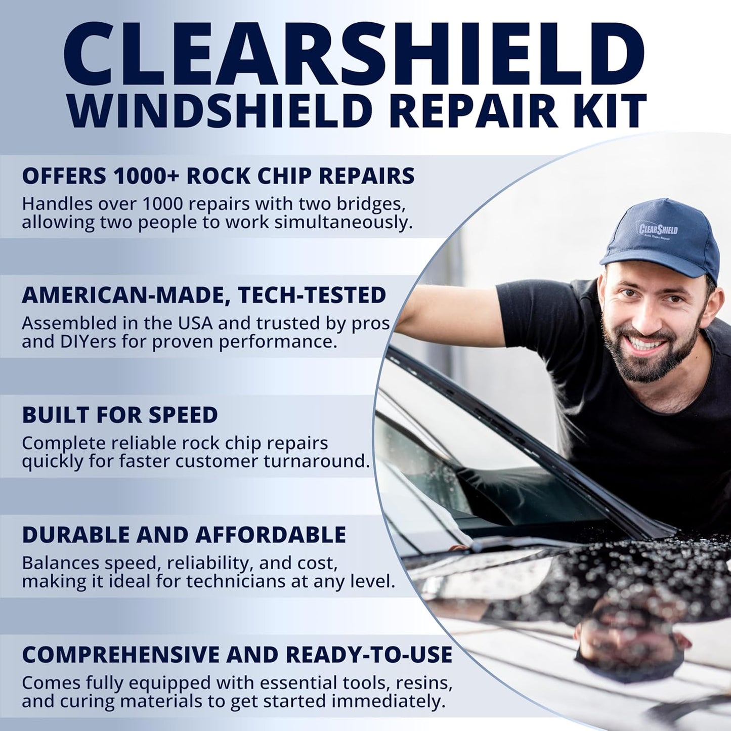 Clearshield Windshield Repair Kit - Window Rock Chip Repair Kit - Cracked Windshield Repair Kit - Auto Glass Repair Kit for 200+ Repairs