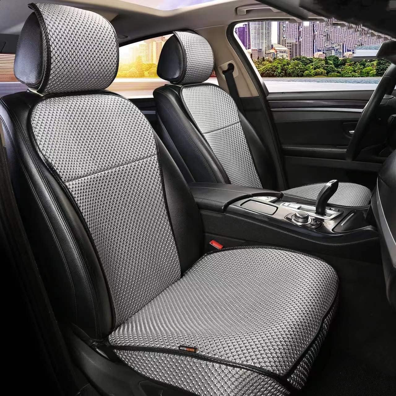 Auto Newer Luxury Breathable Car Seat Cover Fit Four Seasons, Universal Front of Car Seat Cushions, Bottom Seat Covers of Full Wrapped Edge,Universal Fit for 95% Cars,SUV,Pickup(Beige，2PCS)