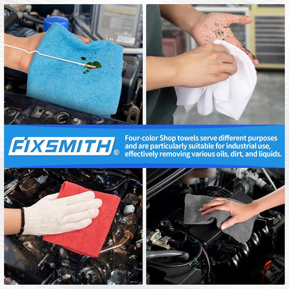 FIXSMITH Shop Towels, Pack of 200, Grey Microfiber Cleaning Cloth Bulk, Microfiber Towels for Cars, All-Purpose Absorbent Cleaning Rags, Dust Cloth for Automotive, Mechanic, Garage, 11.5 x 11.5 inch