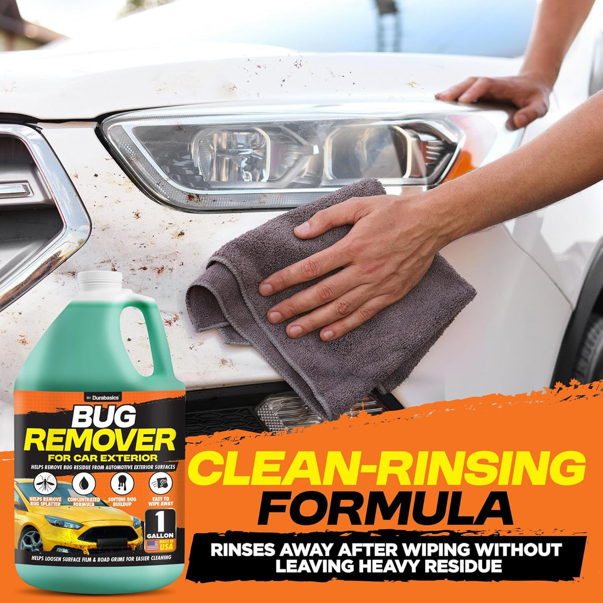 Durabasics Bug Remover for Car Exterior, 1 Gallon – Car Bug Remover Spray Helps Loosen Bug Residue & Road Grime – Exterior Cleaner for Common Surfaces Including Paint, Glass, Plastic & Trim