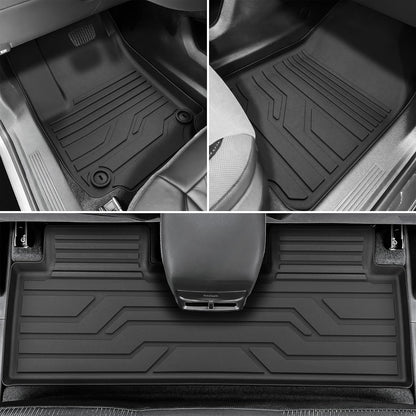 KARPAL Floor Mats for 2007-2013 Chevy Silverado & GMC Sierra 1500 Crew Cab / 2007-2014 2500/3500 HD(Footwell Coverage), All-Weather TPE Custom Fit Floor Liners Car Accessories