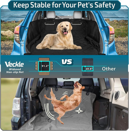 Veckle SUV Cargo Liner for Dogs with Side Flaps, Large (54" x 93") Water Resistant Trunk Cover, Non-Slip Pet Area Protector with Bumper Flap, Universal Fit for SUVs Sedans Vans, Khaki
