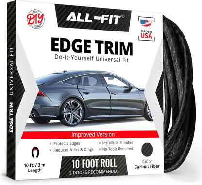 All-Fit Automotive Car Door Edge Protector – Universal DIY Edge Trim to Prevent Scratches & Dings – Flexible Adhesive Molding Trim for Cars, Trucks & SUVs (10 Ft - Black)