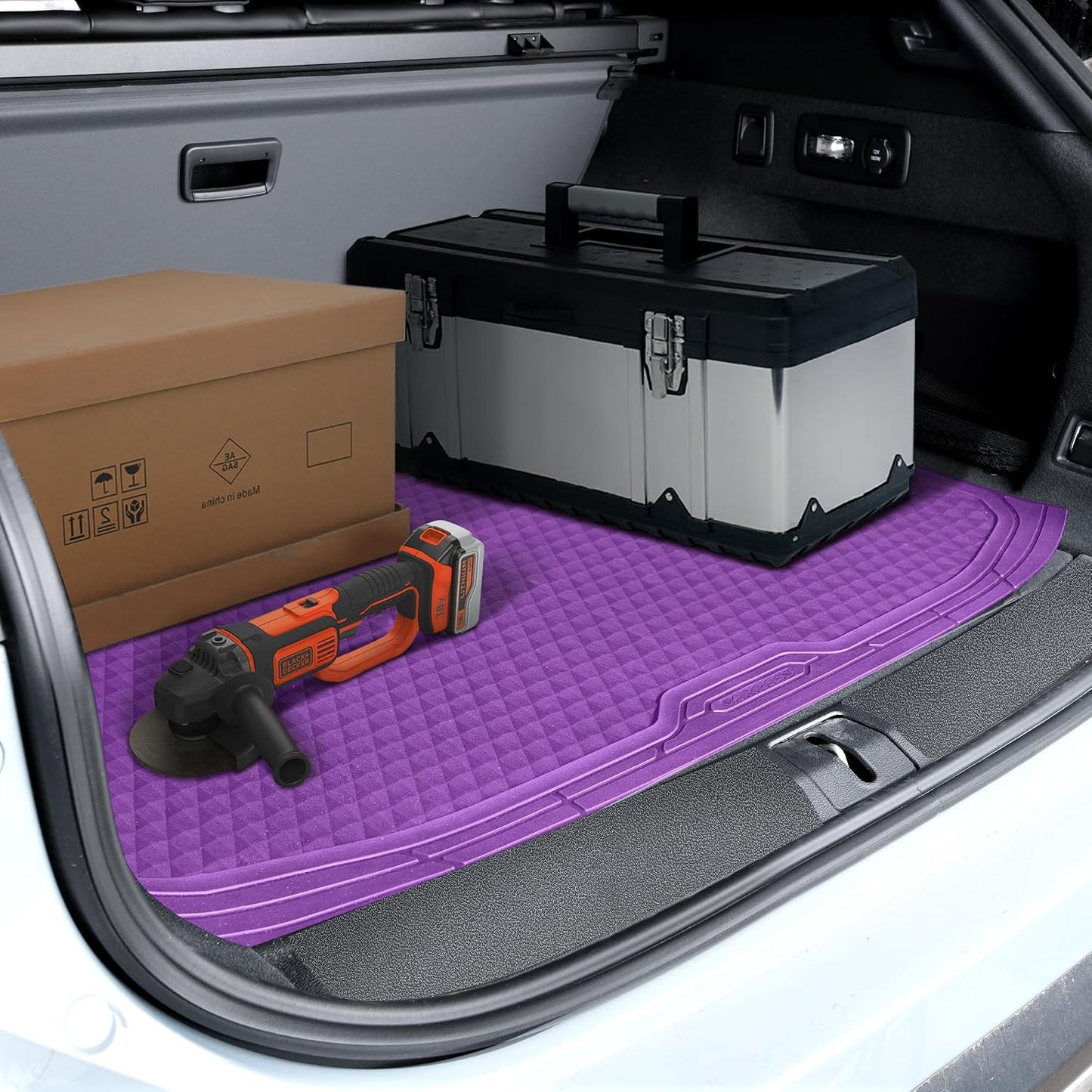CAR PASS Heavy Duty Rubber Car Mats, Deep Dish All-Weather Floor Mat for Car Full Set Durable Anti-Slip 3D Rhombus Waterproof Trim to Fit Liner Universal Fit Automotive,Sedan,SUV,Truck, 3 Piece Black