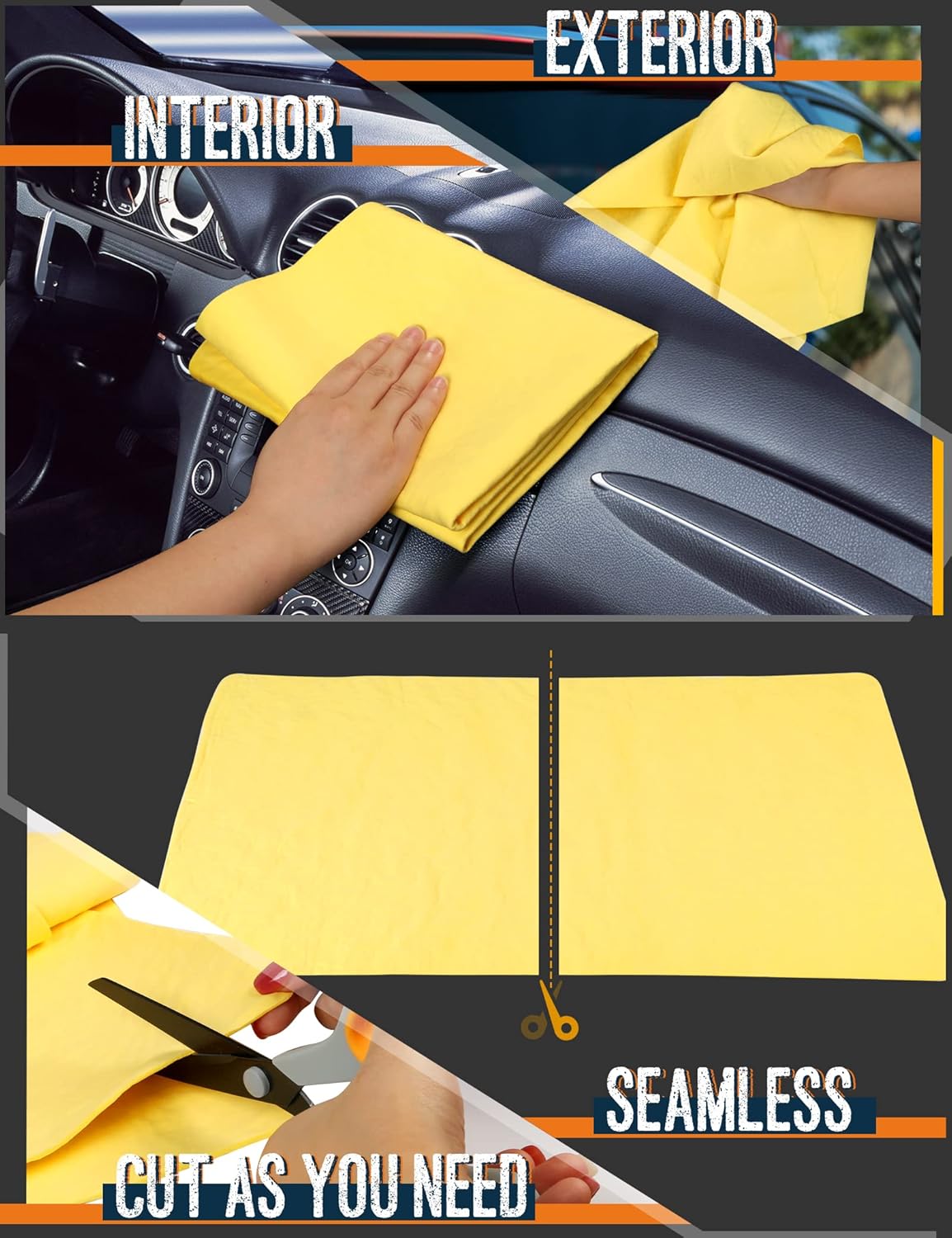 Premium Absorbent Car Drying Chamois Cloth Shammy Towel, 26''x17'' Large, Reusable for Vehicle, Bathroom, Dust Remove, No Spots/Streak/Scratch, Blue