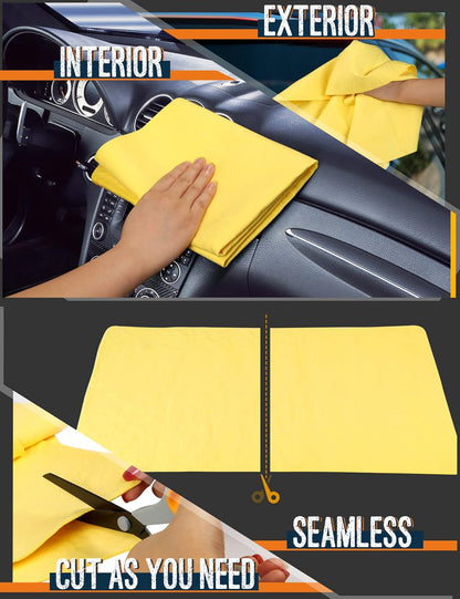 Premium Absorbent Car Drying Chamois Cloth Shammy Towel, 26''x17'' Large, Reusable for Vehicle, Bathroom, Dust Remove, No Spots/Streak/Scratch, Blue