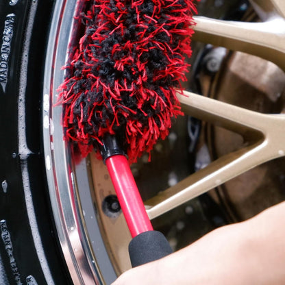 oesee Professional 4 Pack Long Handle Wheel Brush Kit for Cleaning Wheel and Tire- 2X Soft Wheel Cleaning Brush, Detailing Brush and Stiff Tire Brush, Bendable& Durable Wheel Rim Cleaner Brush Set