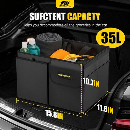 MIKKUPPA Car Trunk Organizer - 65L Collapsible Trunk Organizer with Lid, Sturdy Car Storage for SUV Auto Truck Van with Adjustable Straps and Non Slip Bottom (Black)