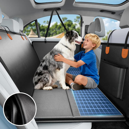 Dog Car Seat Cover for Back Seat with Hard Bottom,Waterproof Back Seat Extender for Dogs,Dog Hammock Dogs Bed for Cars, SUVs,Pet Seat Cover for Back Seat Holds 400lbs with Mesh Window & Pocket