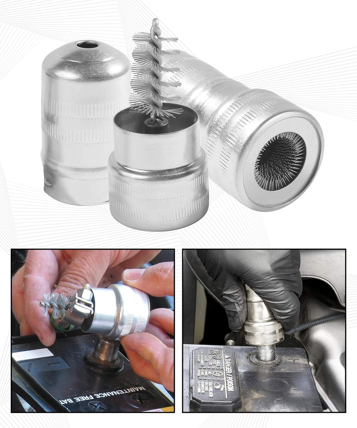 2PCS Battery Terminal Cleaner,Car Accessories Metal Derusting Battery Terminal Post Cleaner,Automotive Tool Cleaning Brushes,Suitable for Most Cars,SUV,RV,Cargo Box,Sedan,Trucks,Minivan,Van