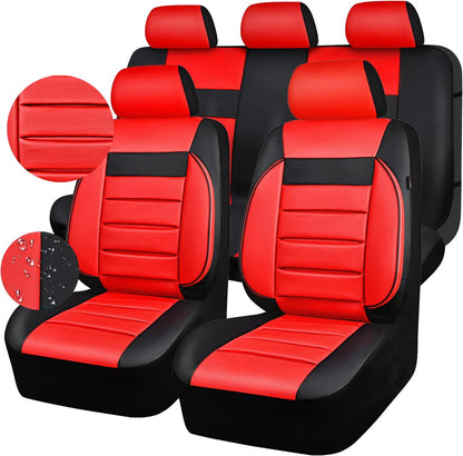 CAR PASS Faux Leather Car Seat Covers Front Seats Only, 3D Foam Support Car Seat Covers, Universal fit for Trucks Vans SUVs Sedans Automotive Comfortable, Airbag Compatible 2 Pieces Front Solid Black
