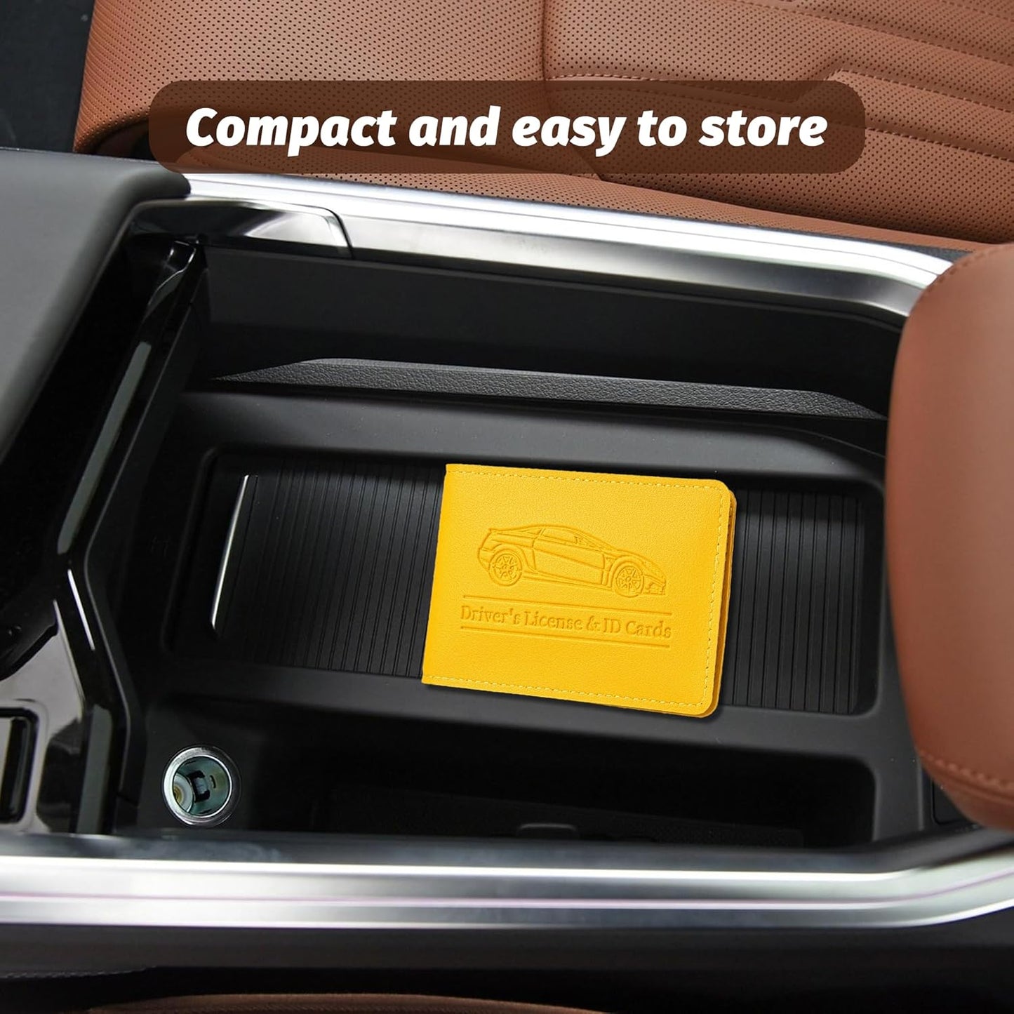 Car Registration and Insurance Holder, Leather Vehicle Document Card Glove Box Organizer, Essential Small Auto Driver License Case, Universal Automotive Interior Accessories(Black)